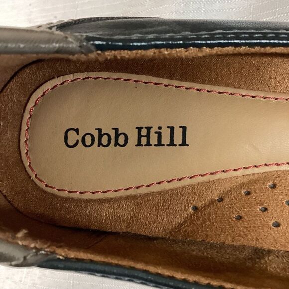 Cobb Hill Navy and Gray Leather Pump with stacked heel Size 7 - Picture 8 of 12